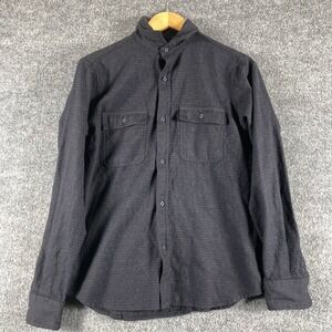 Outlier Shirt Mens Medium Gray Wool Long Sleeve Button Down Striped Two Pocket